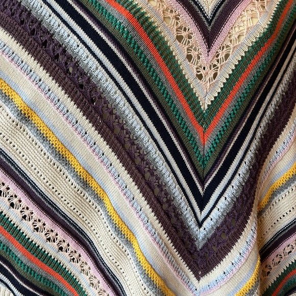 DEMOCRACY SMALL MEDIUM BOHO PONCHO STRIPED - Picture 3 of 8